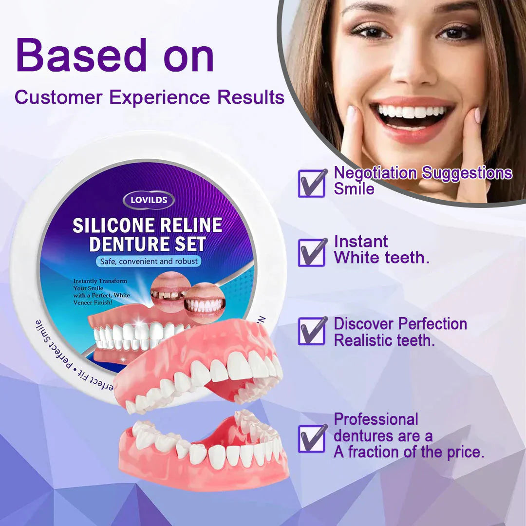 Experience Comfort with LOVILDS™ Silicone Lined Denture Set - (ADA Recommended)