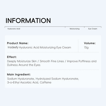 ✨Last Day Promotion 80% OFF - ✨Insideefy™HYALURONIC ACID MOISTURIZINCEYE CREAM
